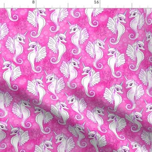 Mythical Sea Creatures Fabric - Princess Sea Unicorns By Xoxotique - Bright Vibrant Girls Fun Cotton Fabric By The Yard With Spoonflower
