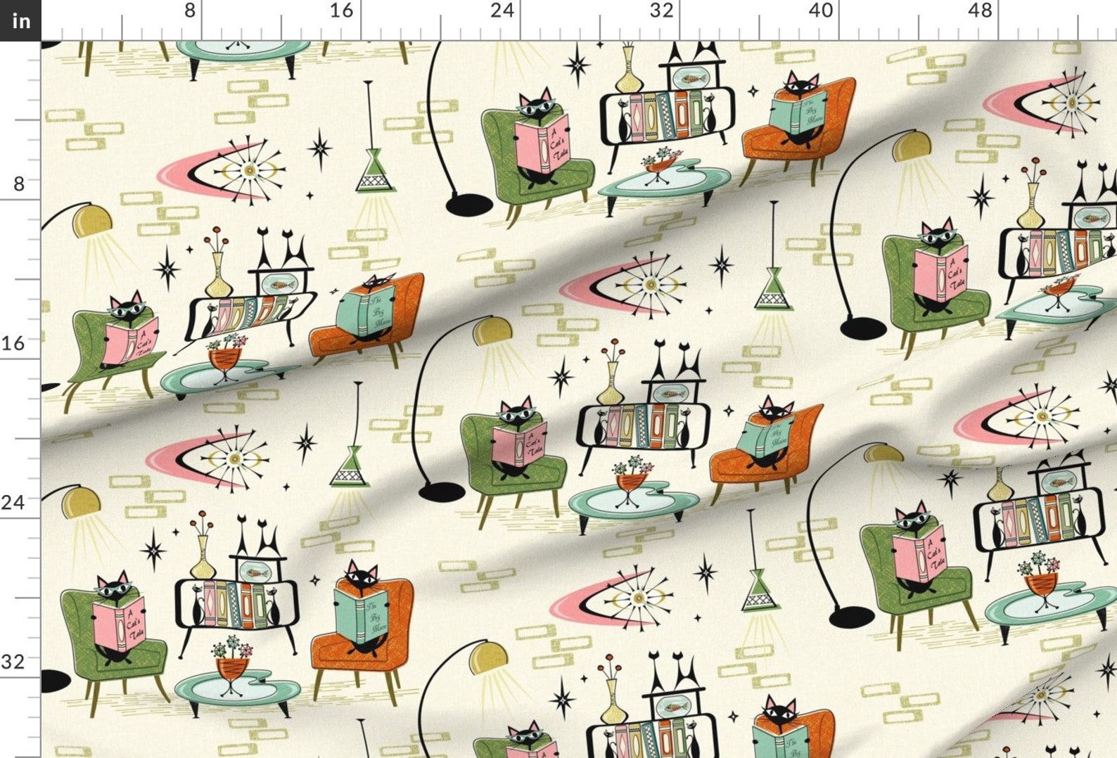 Cats Upholstery Fabric Cozy Cats Den by Studioxtine Etsy