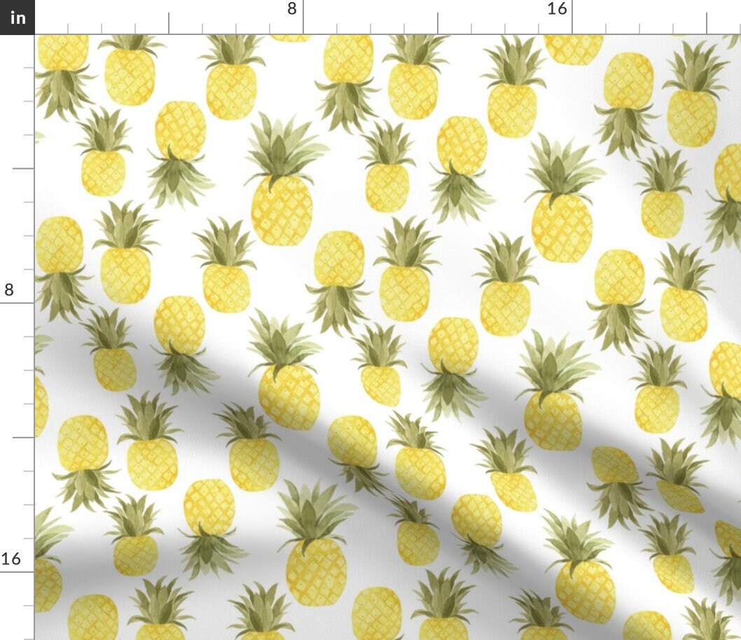 Tropical Yellow Pineapple Fabric Sweet Pineapples By Etsy