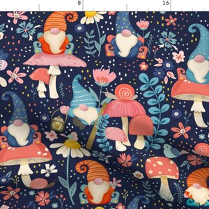 Gnomes Fabric - Gnome Sweet Gnome By Luli Print - Gnomes Fairytale Folk Woodland Forest Kids Cotton Fabric By The Yard With Spoonflower