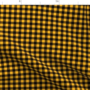 Yellow Gold Gingham Fabric - Half Inch Yellow Gold And Black Gingham Check By Mtothefifthpower - Yellow Gold Fabric With Spoonflower