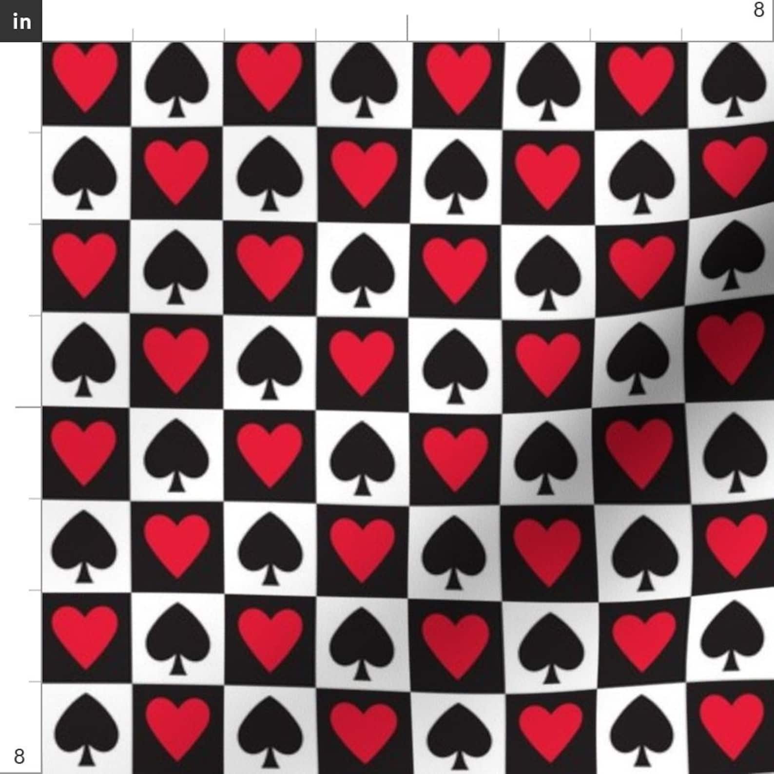 Clubs Fabric in Wonderland Hearts and Spades by Etsy