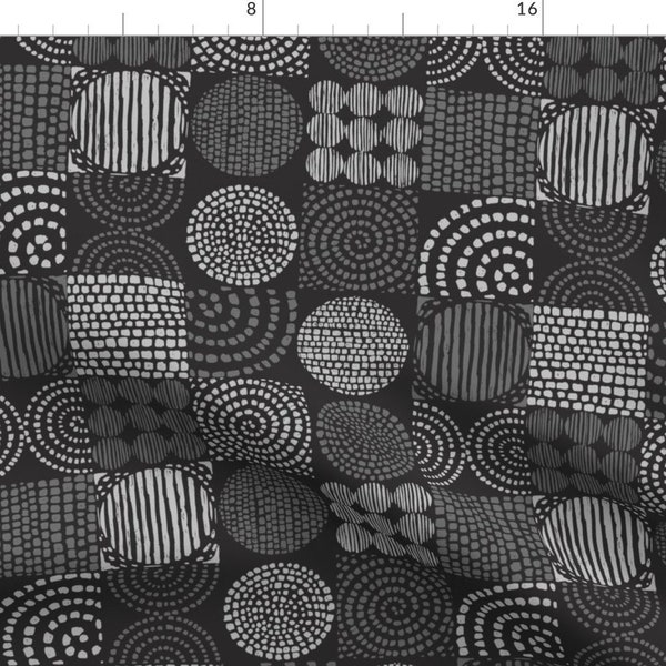Modern Charcoal Apparel Fabric - Gray Spirals by carlo_atzei_illustration - Neutrals Dark Grey Avant Garde Clothing Fabric by Spoonflower