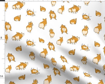 Corgi Fabric - Corgi Butts By Anniewilsey - Corgi Dog Puppy Pet Animal Welsh Corgis Doggy Cotton Fabric By The Yard With Spoonflower