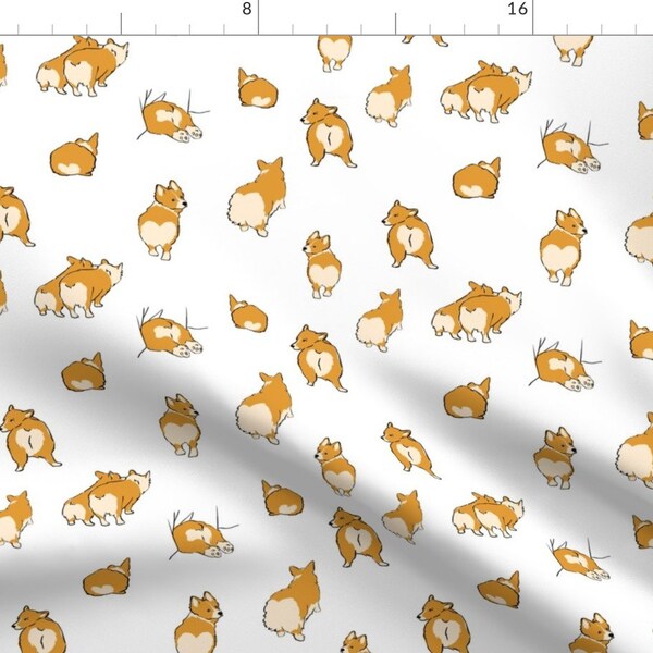 Corgi Fabric - Corgi Butts By Anniewilsey - Corgi Dog Puppy Pet Animal Welsh Corgis Doggy Cotton Fabric By The Yard With Spoonflower