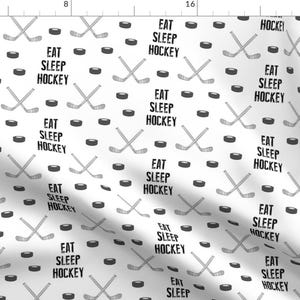 Eat Sleep Hockey Fabric - Eat Sleep Hockey - Monochrome By Littlearrowdesign - Eat Sleep Hockey Cotton Fabric By The Yard With Spoonflower