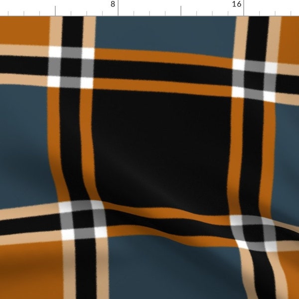 Bonfire Plaid Beige Fabric - Bonfire Nights Tartan ~ Faux Flannel By Peacoquettedesigns - Bonfire Cotton Fabric By The Yard With Spoonflower