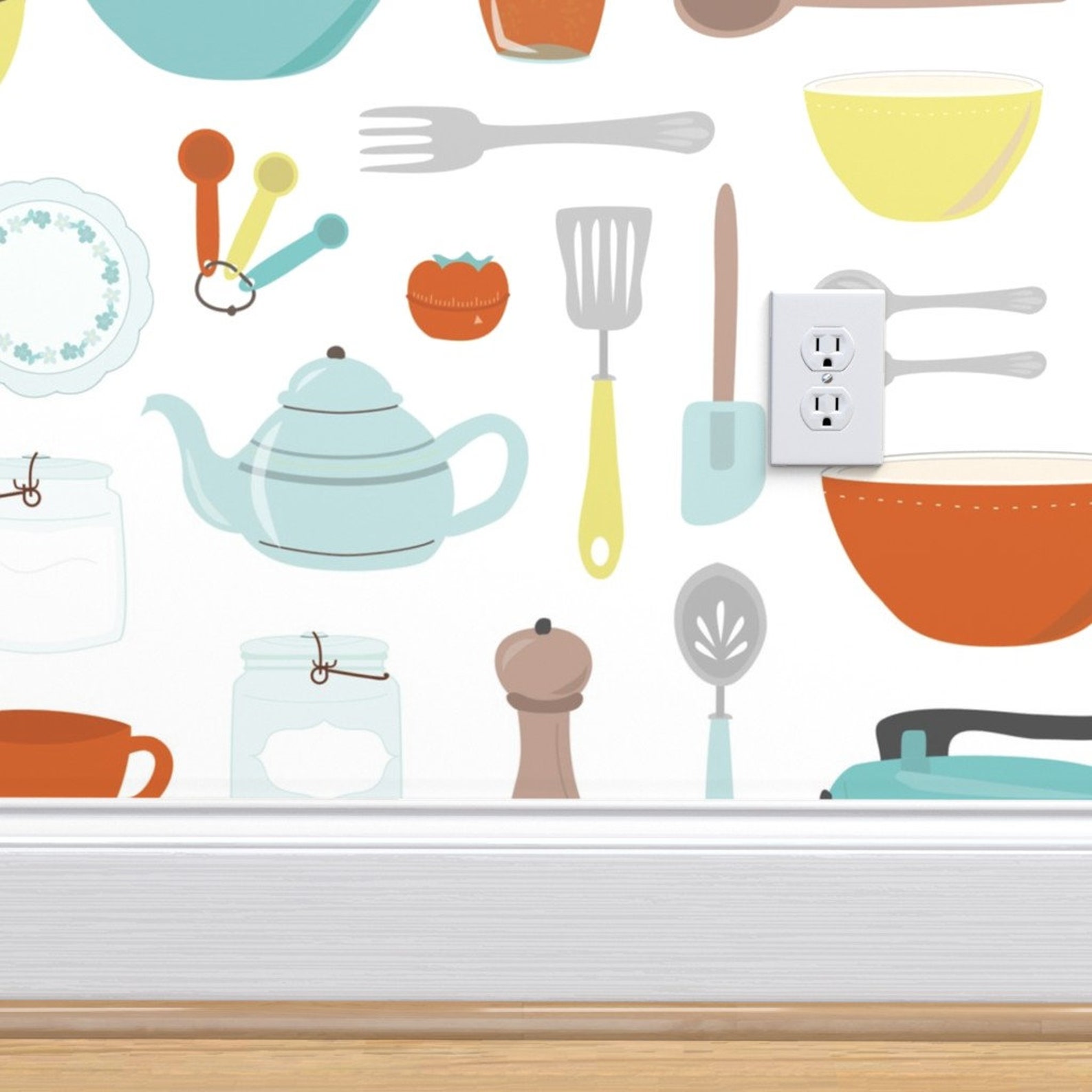 Vintage Kitchen Wallpaper My Vintage Kitchen by | Etsy UK