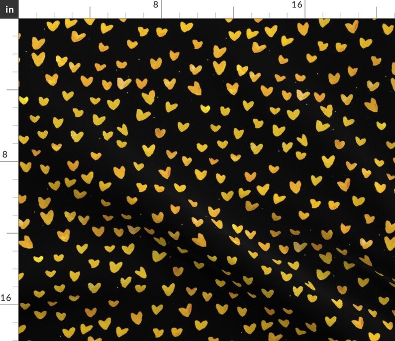 Black and Gold Heart Fabric Goldhearts Fromheaven by Etsy
