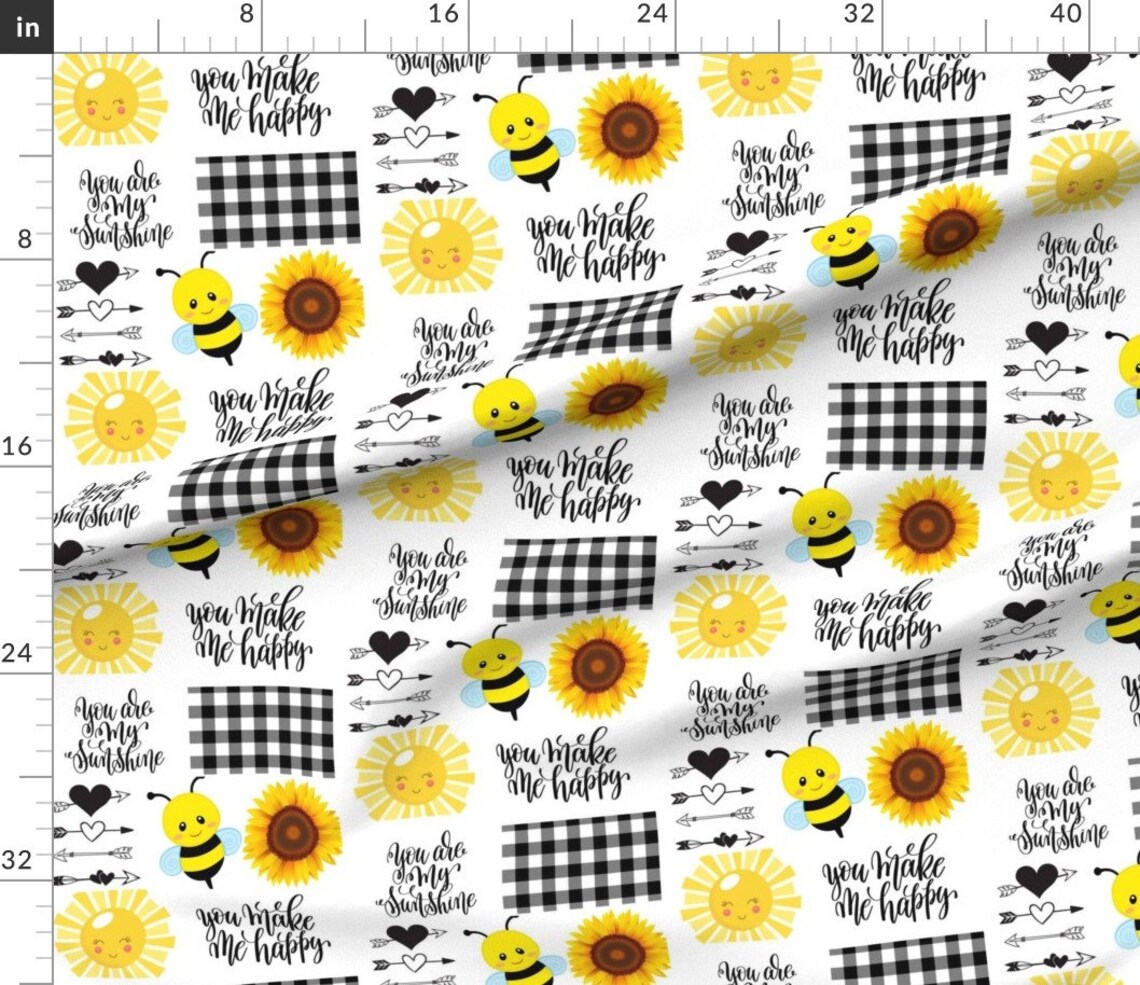 Sunshine Fabric You Are My Sunshine by Nkuder Sunflowers Etsy