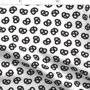 Pretzel Fabric - Postmodern Pretzels Black and White By Elliottdesignfactory - Pretzel Snack Food Cotton Fabric By The Yard With Spoonflower