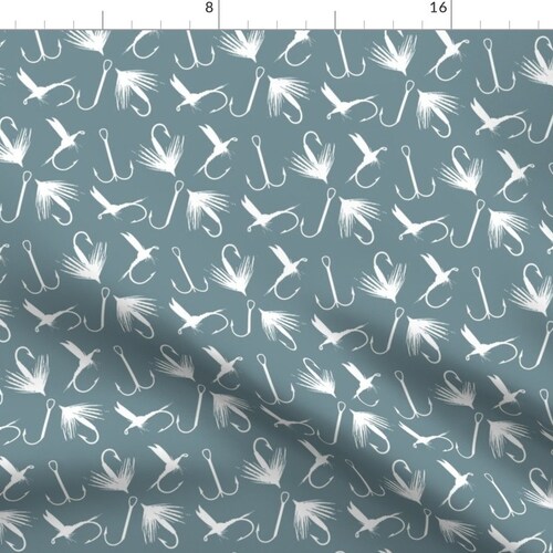 Fishing Fabric Fishing Poles on Navy by Buckwoodsdesignco Etsy