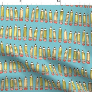Pencils Fabric - Pencils 2 By Kristinnohe - Pencils No. 2 Eraser Back to School Supplies Teacher Cotton Fabric By The Yard With Spoonflower