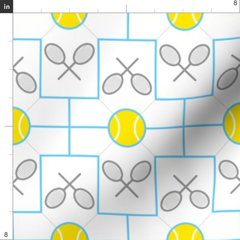 Tennis Fabric Tennis Ball Racquet By Sef Summer Sports Etsy