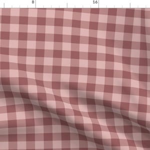 Rustic Mauve Check Fabric - Rusty Dusty Mauve Buffalo Plaid By Maryyx - Pink Buffalo Check Modern Rustic Cabin Mauve Fabric With Spoonflower