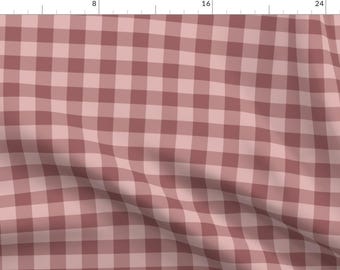 Rustic Mauve Check Fabric - Rusty Dusty Mauve Buffalo Plaid By Maryyx - Pink Buffalo Check Modern Rustic Cabin Mauve Fabric With Spoonflower