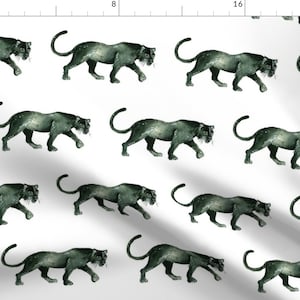 Black and White Panther Fabric - Panthers - Half Brick By Taraput - Watercolor Panther Cotton Fabric By The Yard With Spoonflower