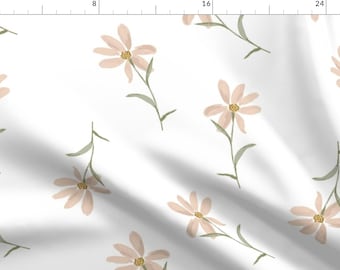 Tossed Floral Fabric - Sweet Daisies Jumbo by indybloomdesign - Garden Botanical Flowers Daisy Large Scale Fabric by the Yard by Spoonflower