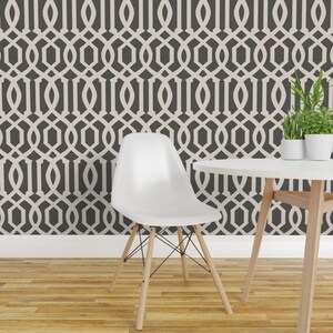 Imperial Wallpaper - Trellis Charcoal By Willowlanetextiles - Imperial Custom Printed Removable Self Adhesive Wallpaper Roll by Spoonflower