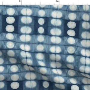 Shibori Blue White Dogs Acid Wash Fabric - Shibori Pleats By Lily Studio - Shibori White Blue Cotton Fabric By The Yard With Spoonflower