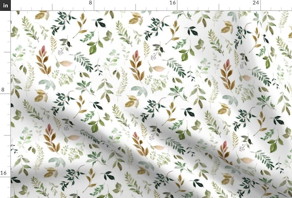Leaves Fabric - Woodsy Leaves by hipkiddesigns -  Floral Nature Leaf Sage Autumn Fall Botanical Greenery Fabric by the Yard by Spoonflower