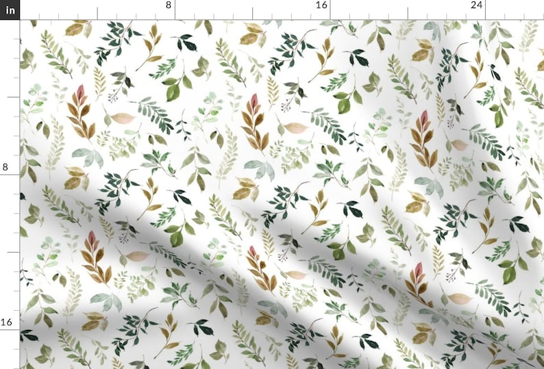Leaves Fabric - Woodsy Leaves by hipkiddesigns - Floral Nature Leaf Sage Autumn Fall Botanical Greenery Fabric by the Yard by Spoonflower image 1