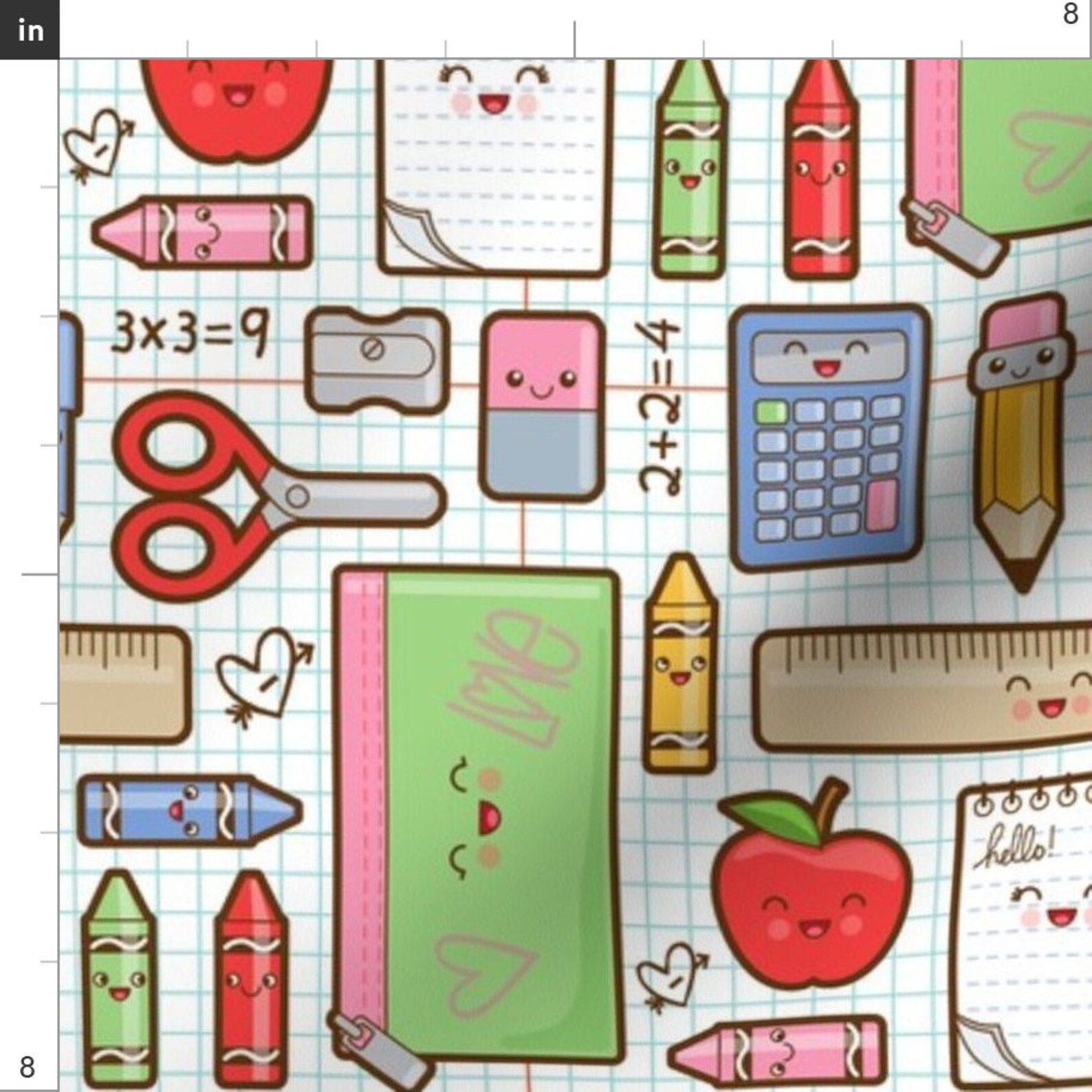 School Supplies Fabric Back to School by Woodmousebobbit Etsy