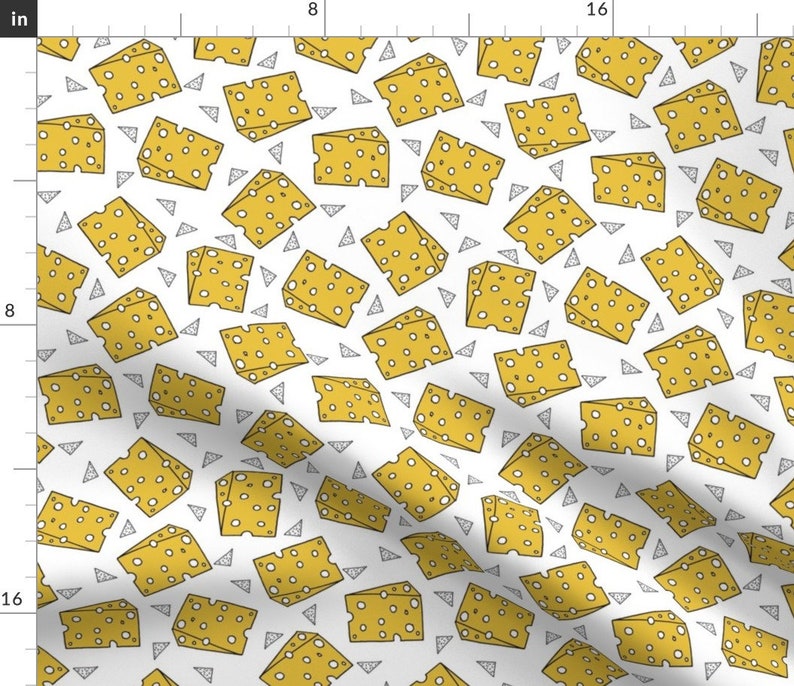 Swiss Cheese Fabric Yellow Geo Novelty Food Fabric Print for Etsy