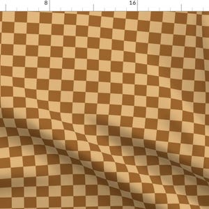 Vintage Fabric - Brown Checks  by mia_valdez -  Brown Retro Warm 70s Checkered Chocolate Pop Art Checks Fabric by the Yard by Spoonflower
