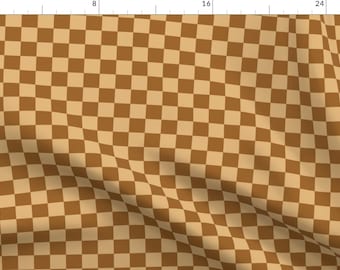 Vintage Fabric - Brown Checks  by mia_valdez -  Brown Retro Warm 70s Checkered Chocolate Pop Art Checks Fabric by the Yard by Spoonflower
