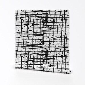 Schwarze Tapete – Tintenklecks-Motiv in Schwarz-Weiß von Pond Ripple – Schwarze, individuell bedruckte, abnehmbare, selbstklebende Tapetenrolle von Spoonflower Bild 2