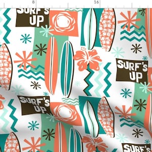 Surf&#39;s Up! Fabric - Surf&#39;s Up! By Celiaforrester - Tropical Beach Surfing Decor Cotton Fabric By The Yard With Spoonflower