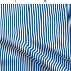 Baby Boy Stripe Fabric - Perfectly Pinstripe In Royal Blue // White By Theartwerks - Baby Boy Cotton Fabric By The Yard With Spoonflower