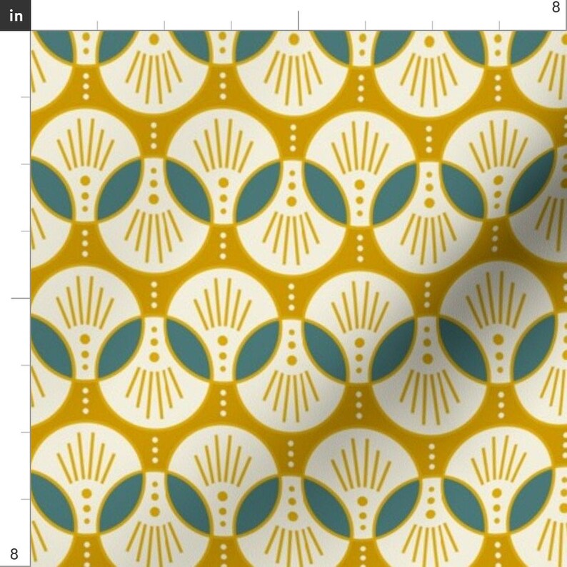 Art Deco Fabric Pearl Deco Yellow by Lemonni Art Deco Etsy