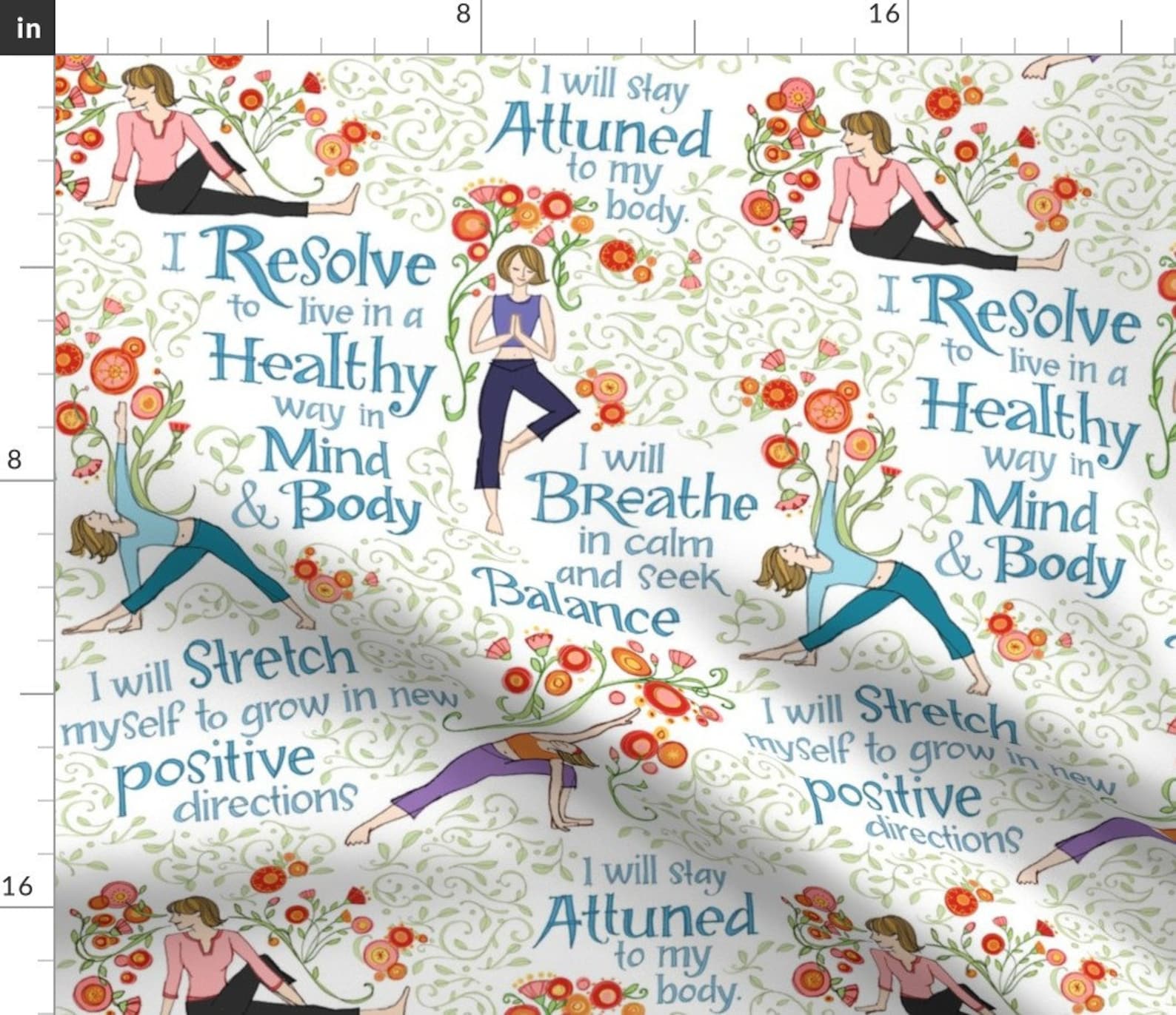 Inspirational Quotes Fabric resolutions for Health With Yoga Etsy