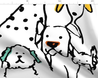 Whimsical Dog Fabric - Doodle Dogs by shellyreneedesigns -  Cute Pets Fun Animals Doodle Large Scale Fabric by the Yard by Spoonflower
