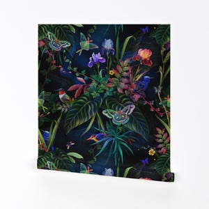 Tropical Wallpaper - Tropical Paradise By Olgasoi007 - Jungle Butterfly Rainforest Removable Self Adhesive Wallpaper Roll by Spoonflower