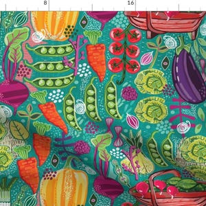 Veggies Fabric - Dorset Garden Harvest By Slumbermonkey - Vegetables Fresh Produce Gardening Cotton Fabric By The Yard With Spoonflower