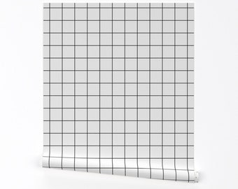 Grid Wallpaper - Black And White Grid 2" Square Check By Misstiina - Custom Printed Removable Self Adhesive Wallpaper Roll by Spoonflower