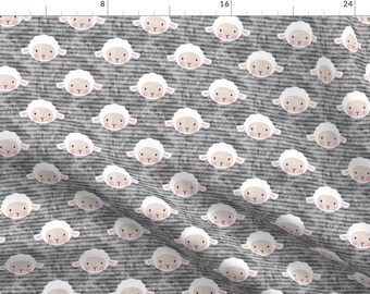 Grey Fabric - Little Lamb By Littlearrowdesign Baby Boy Girl Nursery Sheep Neutral Monochrome - Cotton Fabric By The Yard With Spoonflower