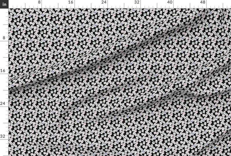Tiny Scale Mahjong Fabric - Mini Mahjong Tiles by theplumgrove - Black And White Tabletop Game Traditional Fabric by the Yard by Spoonflower image 2