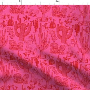 Retro Western Kitsch Fabric - Western Cactus by yesterdaycollection - Saguaro Cactus Desert Cowgirl Fabric by the Yard by Spoonflower