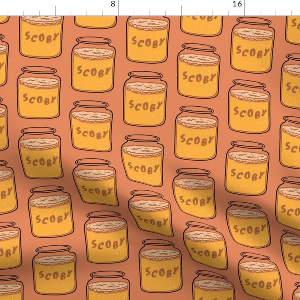 Kombucha Fabric - Scoby Kombucha Tea Peach By Mariafaithgarcia - Scoby Drink Food Fabric Cotton Fabric By The Yard With Spoonflower