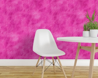 Bright Pink Peel and Stick Wallpaper - Watercolor Happy Cheerful Abstract - Removable Wall Decor Art - Hot Pink Watercolor by raccoongirl