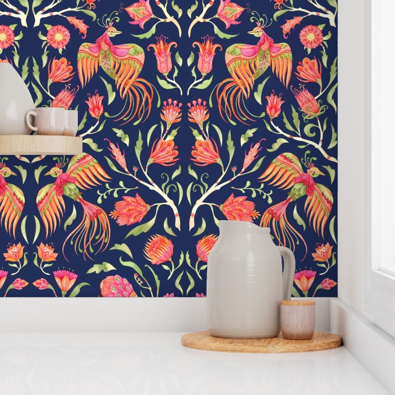 Art Nouveau Floral Wallpaper Paradise Garden by Sonyara Etsy