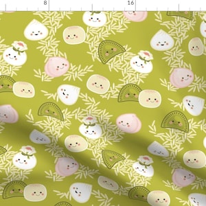 Dim Sum Fabric - Dim Sum Dragon Dance By Hootenannit - Dim Sum Kawaii Food Dumpling Cotton Fabric By The Yard With Spoonflower