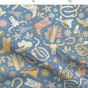 Waverly Wild West Printed Drapery Fabric in Denim