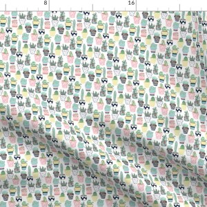 Cactus Fabric - Cute Cacti In Pots - Small Scale By Tangerine-Tane - Potted Plant Succulent Cotton Fabric By The Yard With Spoonflower