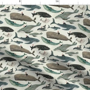 Whale Rider Fabric - The Whale Rider {Small} By Katherine Quinn - Whale Rider Children Watercolor Cotton Fabric By The Yard With Spoonflower image 1