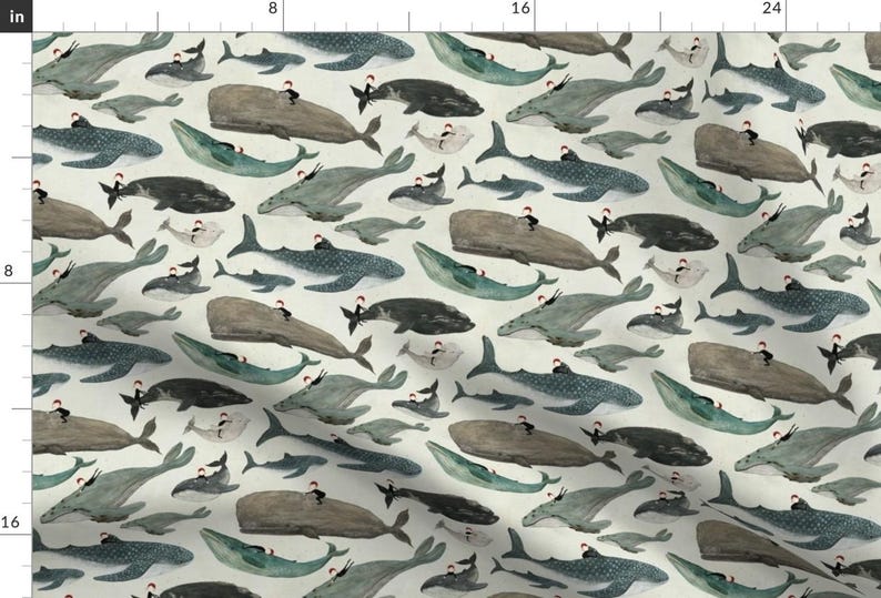 Whale Rider Fabric - The Whale Rider {Small} By Katherine Quinn - Whale Rider Children Watercolor Cotton Fabric By The Yard With Spoonflower image 1